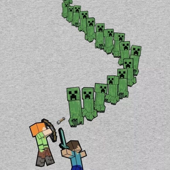 Boy's minecraft Mine Creeper Walk T-Shirt, Gray, Brand New - Picture 3 of 3